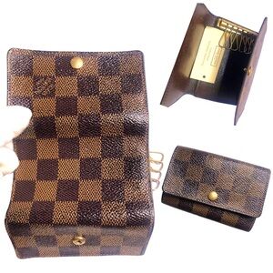 Louis Vuitton, Damier Ebene, Leather (6) Key Holder